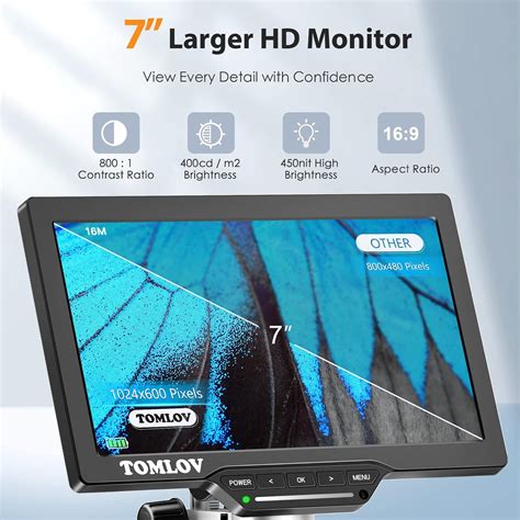Buy TOMLOV DM201 Pro HDMI Digital Microscope 1200X,10 Inch Stand ...