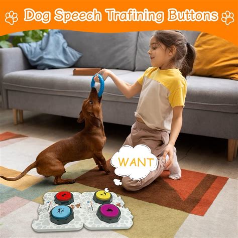 Buy BOSKEY Set of 4 Dog Buttons，Including 2 mats, 25 Stickers, Training ...
