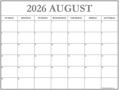 August 2026 calendar | free printable calendars