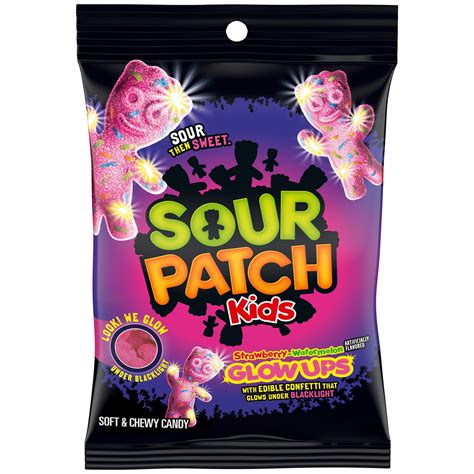 SOUR PATCH KIDS Glow Ups Strawberry-Watermelon Soft & Chewy Candy, 6.7 ...