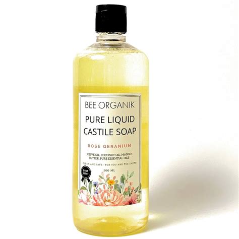 Bee Organik Pure Liquid Castile Soap Rose Geranium Multi Purpose ...