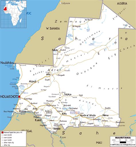 Large road map of Mauritania with cities and airports | Mauritania | Africa | Mapsland | Maps of ...