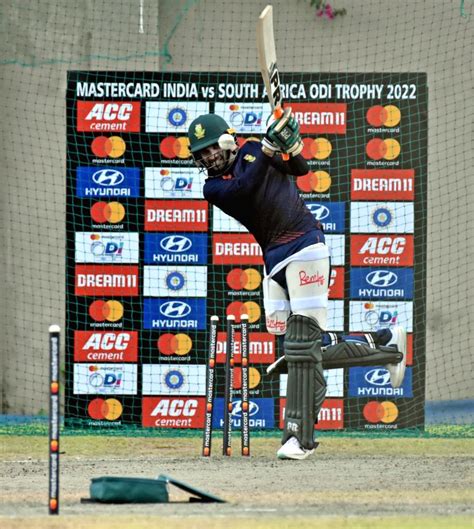 Ranchi : South African Cricketer Keshav Maharaj during practice session