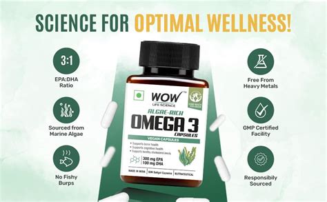WOW Life Science Algae-Rich Omega 3 Vegan Capsules