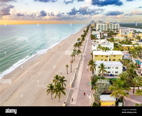 Aerial Panoramic View, Hollywood Beach, Miami, Florida Stock Photo - Alamy