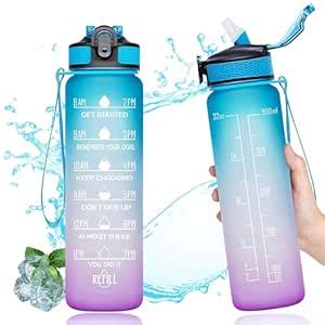 FOFA 1L Water Bottle with Straw | Motivational water bottle with time ...