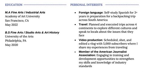 Interests Resume