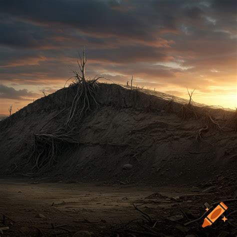 Berm in Hunger Games arena, photorealistic style on Craiyon