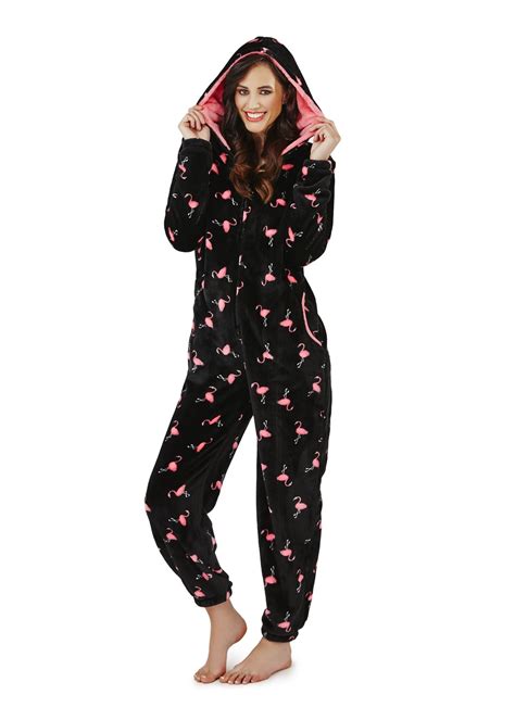 Ladies Womens Snug Onesie Adult All in One Fleece Zip Jumpsuit Pyjamas ...