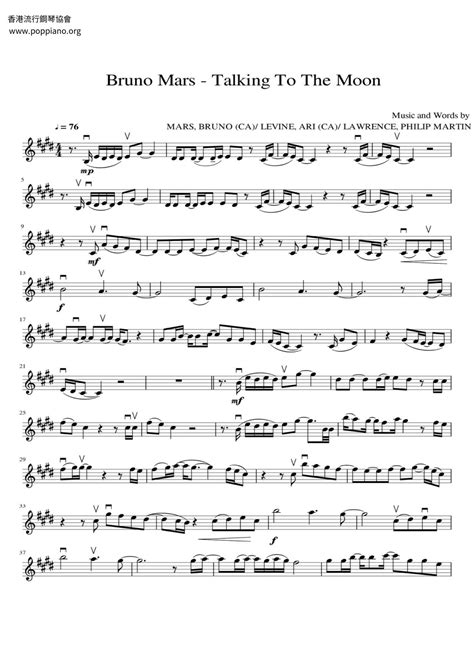 Bruno Mars-Talking To The Moon Violin Score pdf, -トーキン・トゥ・ザ・ムーン 악보 ...