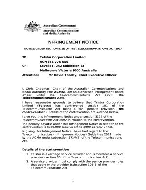 INFRINGEMENT NOTICE Doc Template | pdfFiller