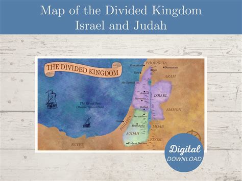 Biblical Map of Israel and Judah, the Divided Kingdom, Northern and ...
