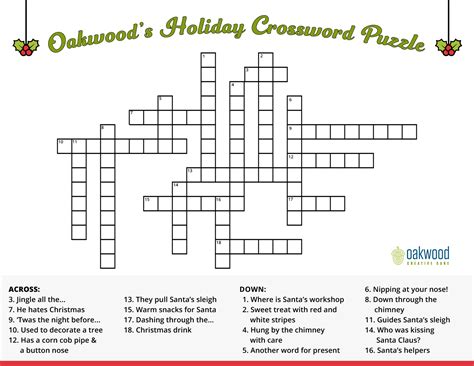 Dementia-Friendly Holiday Crossword Puzzle : Oakwood Creative Care