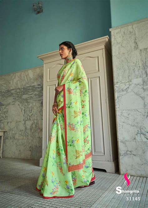 Shangrila Cremona Digital Designer Tussar Satin Digital Printed Saree ...