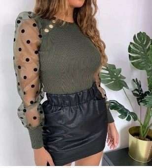 Pankh Keisha Polka Dot Puff Sleeve Blouse