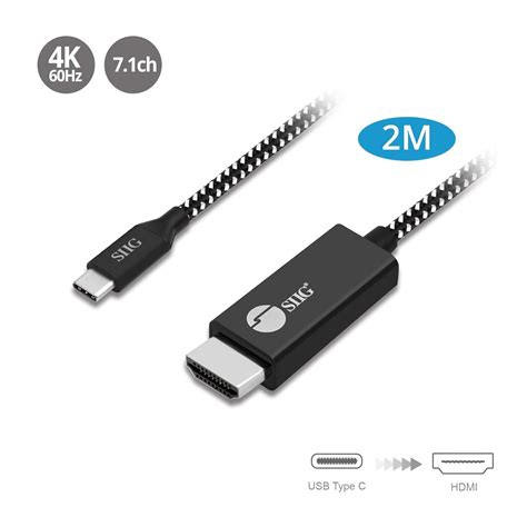 Buy SIIG USB Type C to HDMI Braided Cable 4K @60Hz - Thunderbolt 3 ...