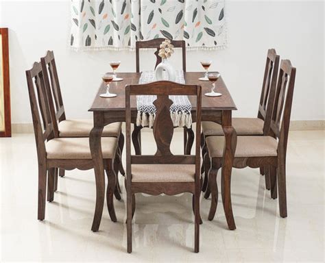 wooden 6 seater dining table set online | 50% OFF