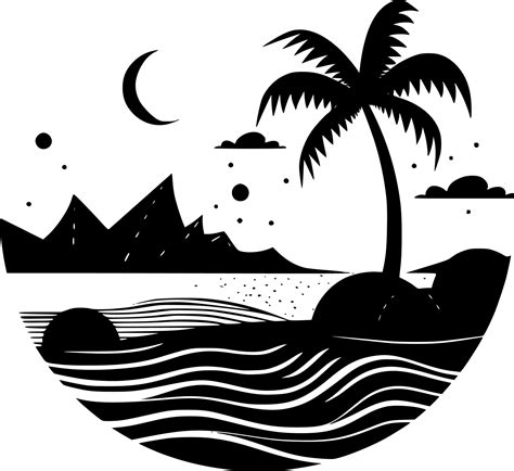 Beach Background, Black and White Vector illustration 23619463 Vector ...