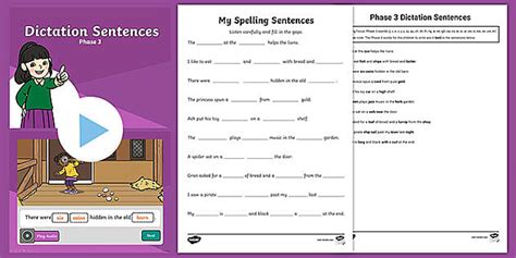 Phase 3 Phonics Dictation Sentences Resource Pack