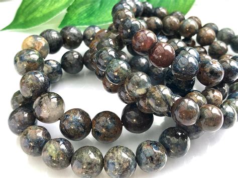 希少★芸術的な模様と色彩★ナミビア産★天然石ブレスレット/ブルーピーターサイト（Pietersite/角閃石）/ラウンド/約10mm/1本 ...