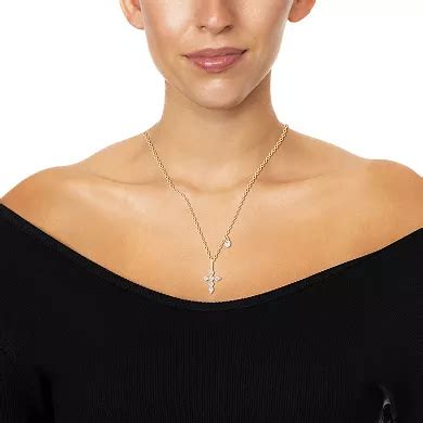 Taylor Grace 14k Gold Plated Cubic Zirconia Cross Pendant Necklace