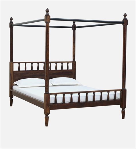 Drusilla Solid Wood Queen Size Poster Bed In Provincial Teak Finish ...
