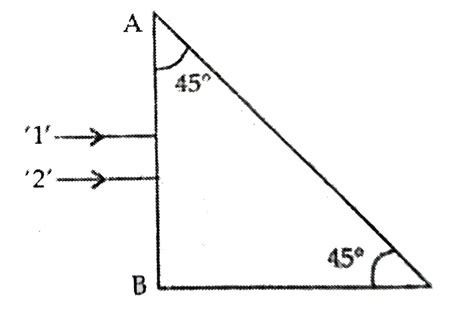 Two monochromatic ray of light are incident normally on the face AB of ...