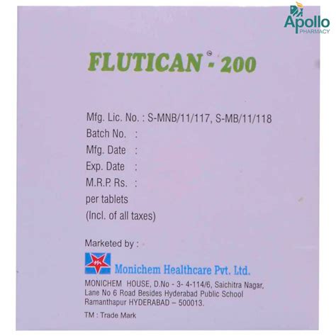 Flutican-200 Tablet 1's Price, Uses, Side Effects, Composition - Apollo ...