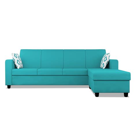 Adorn India Monteno L Shape 5 Seater Sofa Set RHS(Aqua Blue) (3 Year W