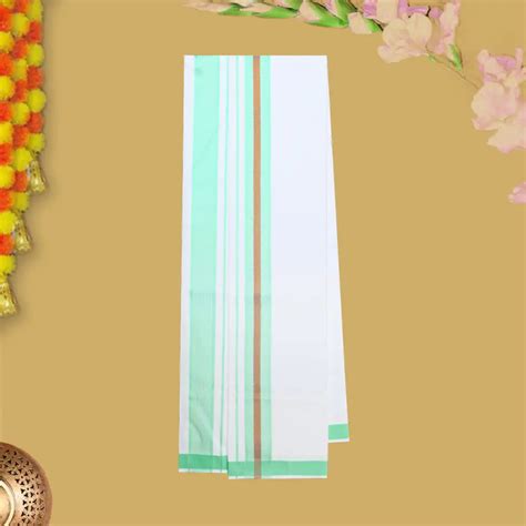 Green With White Cotton Readymade Shirt and Double Matching Border Dho ...