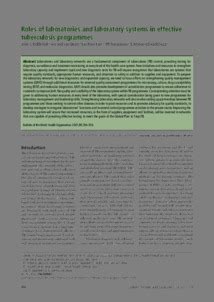 Roles of laboratories and laboratory systems in effective tuberculosis ...