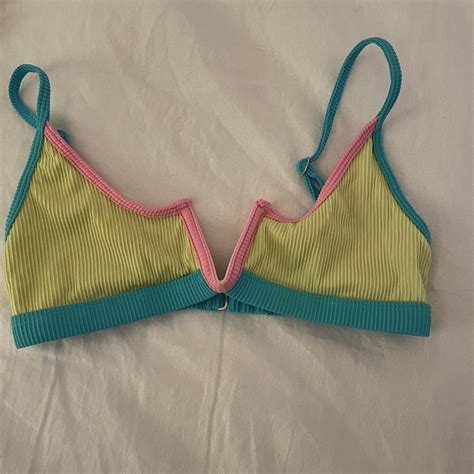 one one swimwear jenna top size small lightly faded - Depop