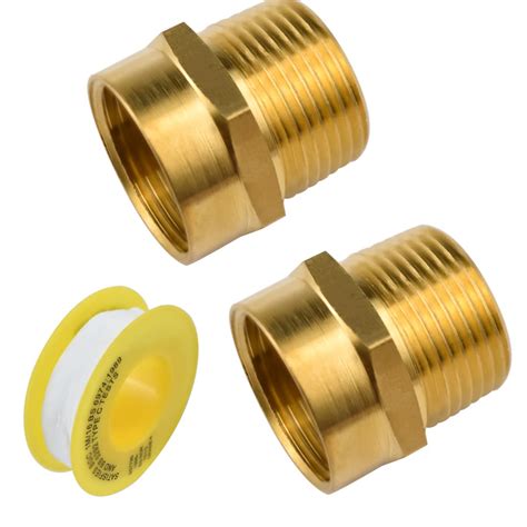 Brass Garden Hose Adapter, ZESE 2 Pcs 3/4" G Female Thread to 3/4" NPT ...