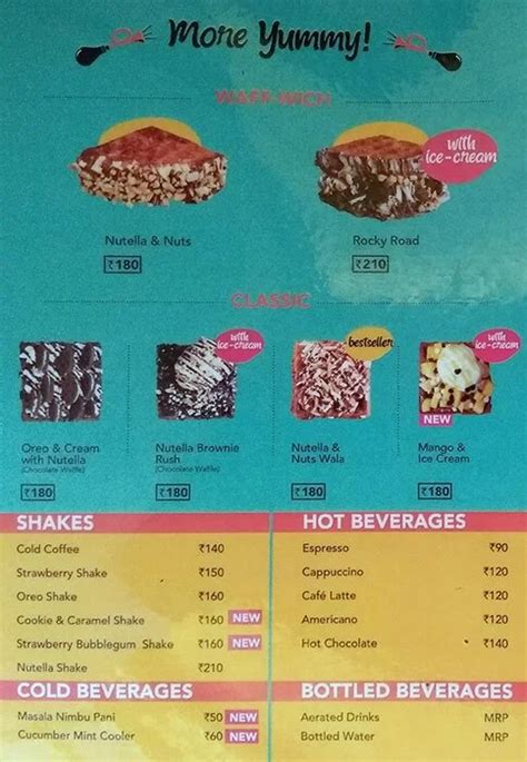 Menu of Waffle Wallah, Phoenix Market City, Whitefield, Bangalore ...