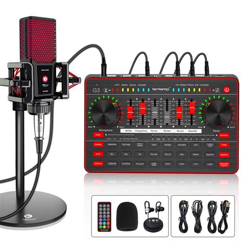 Buy Podcast Microphone Sound Card Kit,Professional Studio Condenser Mic ...