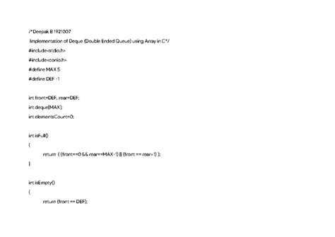 Deque (Double Ended Queue) using Array - Check whether the deque is ...