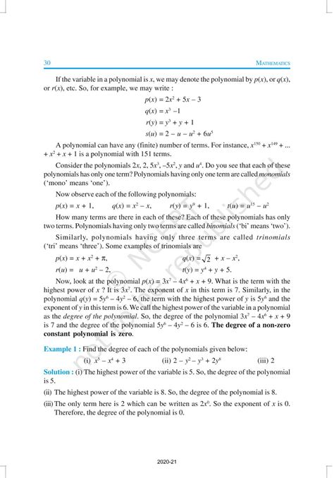 Polynomials - NCERT Book of Class 9 Mathematics