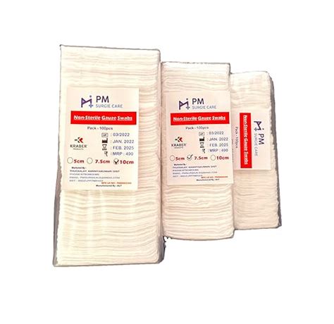PM Non Sterile Absorbent Gauze Swabs 100pc Pack 7.5cm x 7.5cm 12ply ...