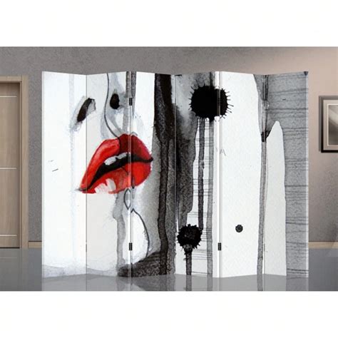Double Sided Canvas Art Screen Room Divider - Beauty Face | SHEIN USA