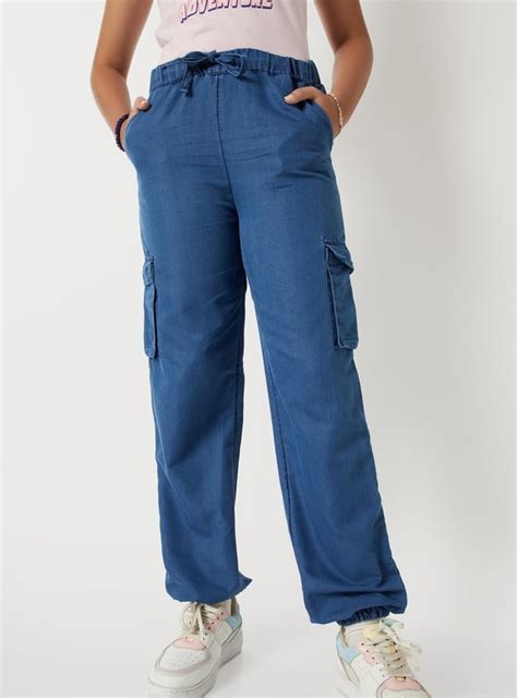 Buy Girls Solid Relaxed Fit Cargo Joggers Online at just Rs. 799.0 ...