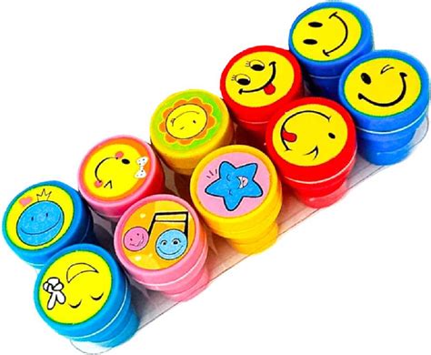 rza Pack of 10 Emoji Stamp with Smiley Design Face Stamps Gift for kids ...