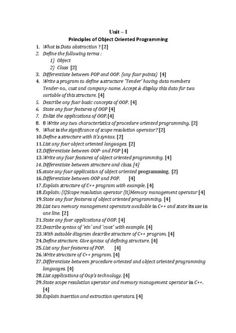 Chapter 01 - Principles of Object Oriented Programming (OOP) - Studocu