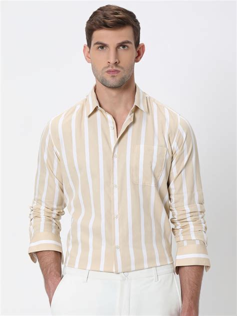 Buy Beige Awning Stripe Slim Fit Casual Shirt Online at Muftijeans