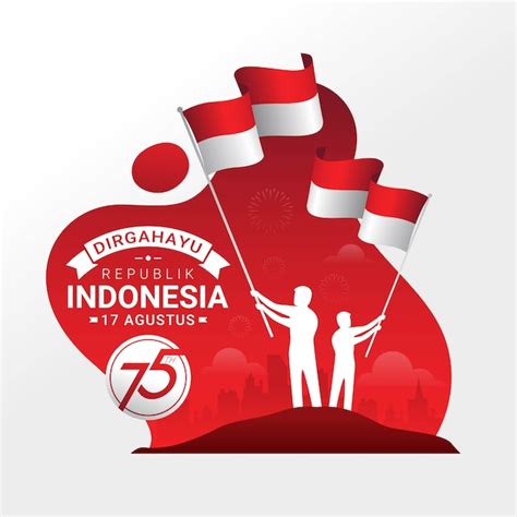 Indonesia independence day celebration greeting card | Premium Vector