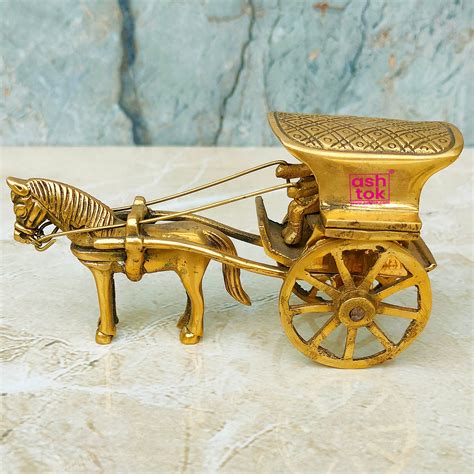 Brass Horse Cart, Traditional Antic Finish Horse Cart, Home Decor Item ...