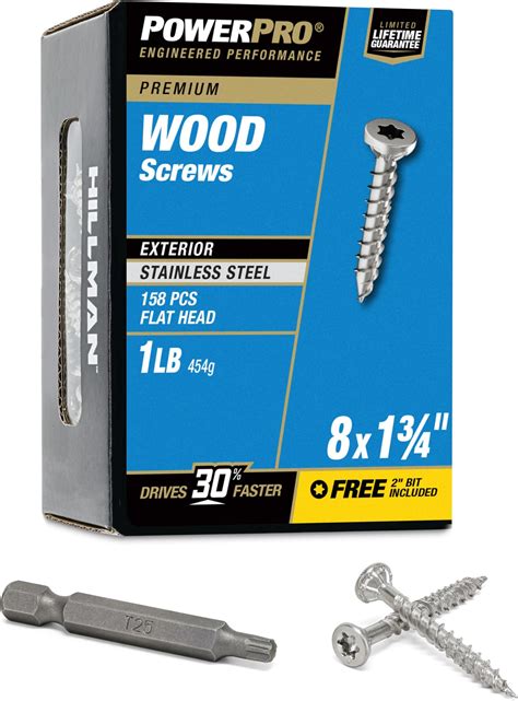 Amazon.com: Power Pro Premium 305 Stainless Steel Wood Screws (#8 x 1-3 ...