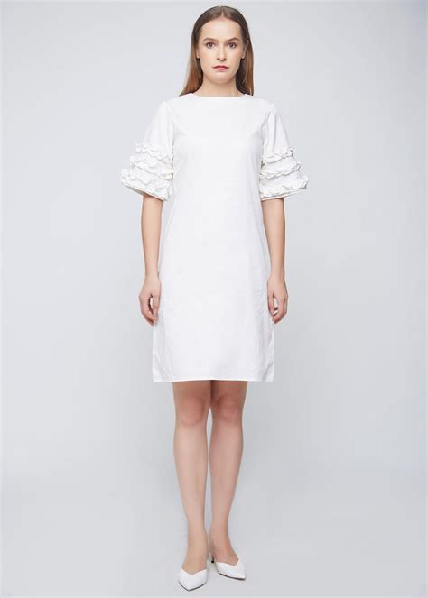 Get White Ruffle Sleeve Casual Dress at ₹ 1881 | LBB Shop