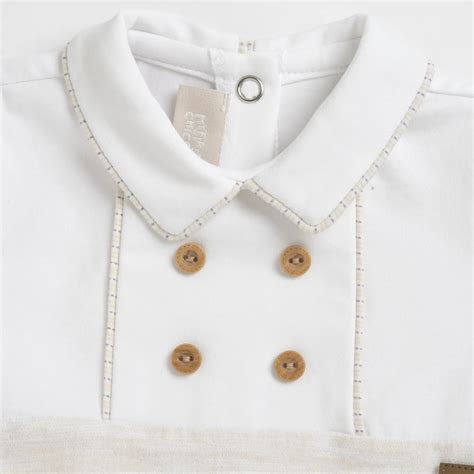 Chicco Boys Medium Natural Embellished Back Opening Babysuit - Babysuit ...
