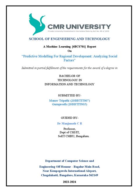 Predictive Modelling for Regional Development: ML Report [4BCS701 ...
