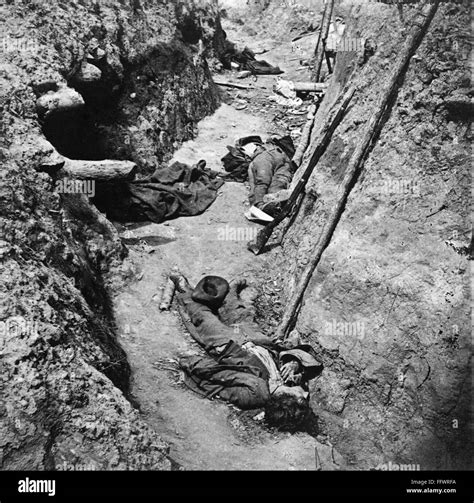 CIVIL WAR: TRENCH, 1865. /nDead soldiers in a trench at Fort Mahone in ...